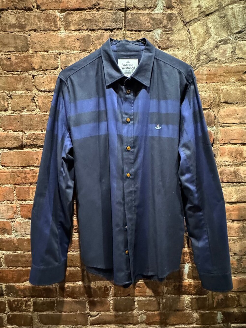 Vivienne Westwood Men's Navy Blue Expanded Tartan Long-Sleeve Shirt - Size V - Picture 4 of 15